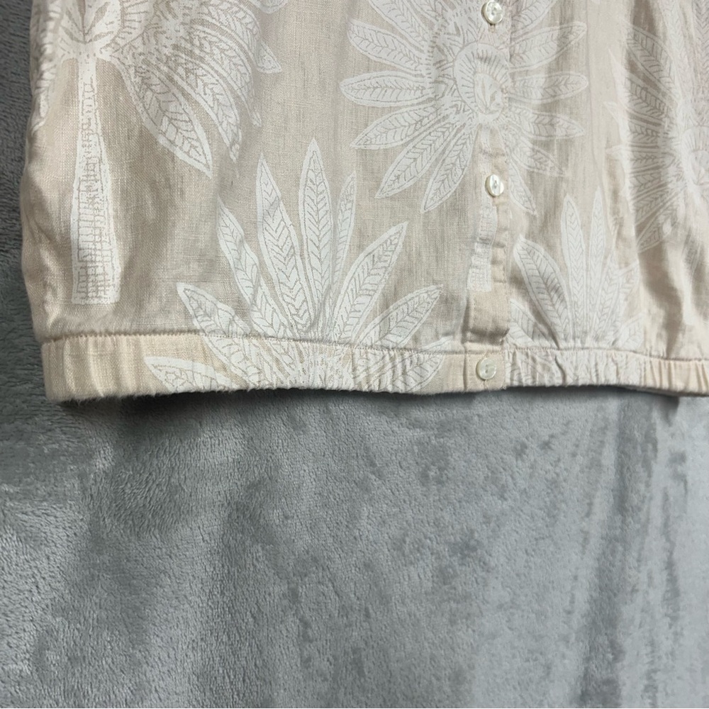 Spartina Kai Linen Shirt & Kade Linen Skirt Callawassie Palmetto Tan Fringe Sz M - Picture 5 of 16